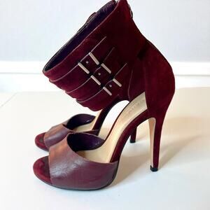 Carvela Kurt Geiger Burgundy Suede Leather High Heel Sandals 6 Strappy Luxury